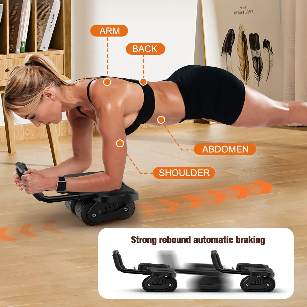 Abdominal Exercise Machine Ab Roller 4-Wheels with Elbow Support Automatic Rebound Abdominal Wheel Abs Workout Equipment for Core Workout Deals for You Summervibes
