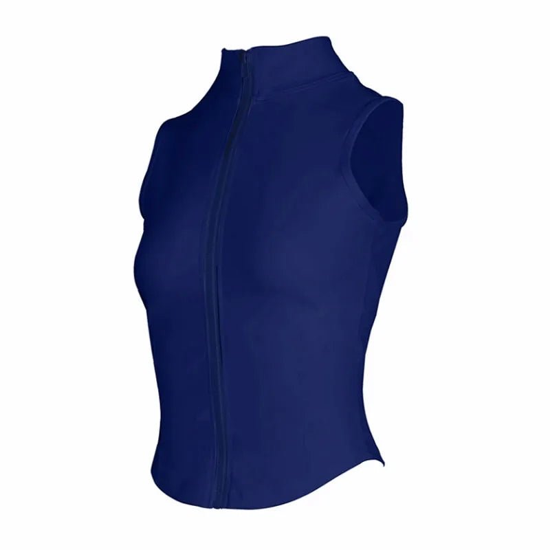 Aiithuug Athletic Zip up Sweat Vest Jacket Sleeveless Running Yoga Tops High Neck Shirts Sports Top Fitness Women Workout Tops - Top Beat Cart