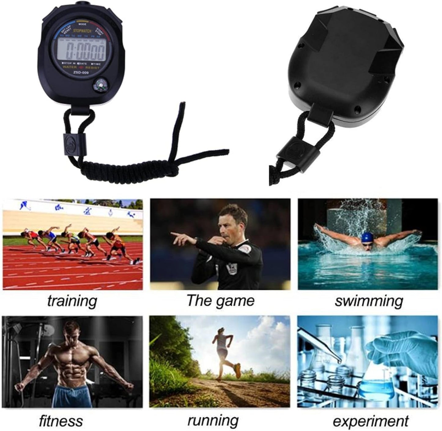 Digital Stopwatch-Sports Timer Set Multi-Function Professional Handeled Electronic Large Display (Style B)