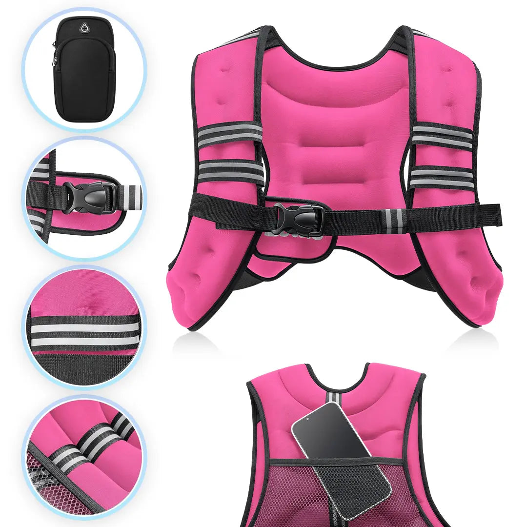 【Aprilstockup】Zelus Weighted Vests,6/8/12/16/20/25/30Lbs Weight Vest with Detachable Phone Pouch&Reflective Stripes&Adjustable Straps| Exercise Equipment & Workout Enhancer for Motivational Walking, Strength Training, Running, Rucking#Summervibes Summervi