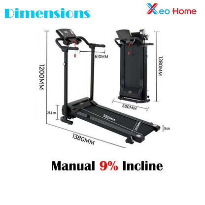 Treadmill Electric Running Walking Machine Manual 9% Incline Home Gym Folding UK - Top Beat Cart