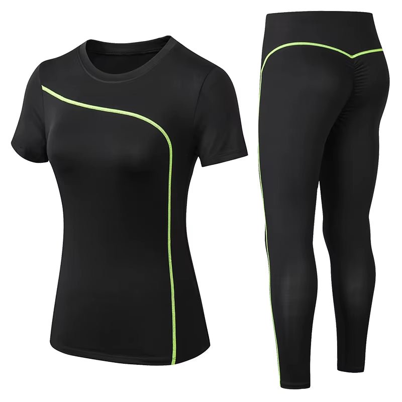 Yoga Set Quick Dry 2 Piece Female Short-Sleeved Long Pants Outdoor Sportswear Fitness Suit plus Size Sport Outfit for Woman - Top Beat Cart