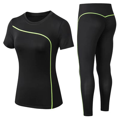 Yoga Set Quick Dry 2 Piece Female Short-Sleeved Long Pants Outdoor Sportswear Fitness Suit plus Size Sport Outfit for Woman - Top Beat Cart