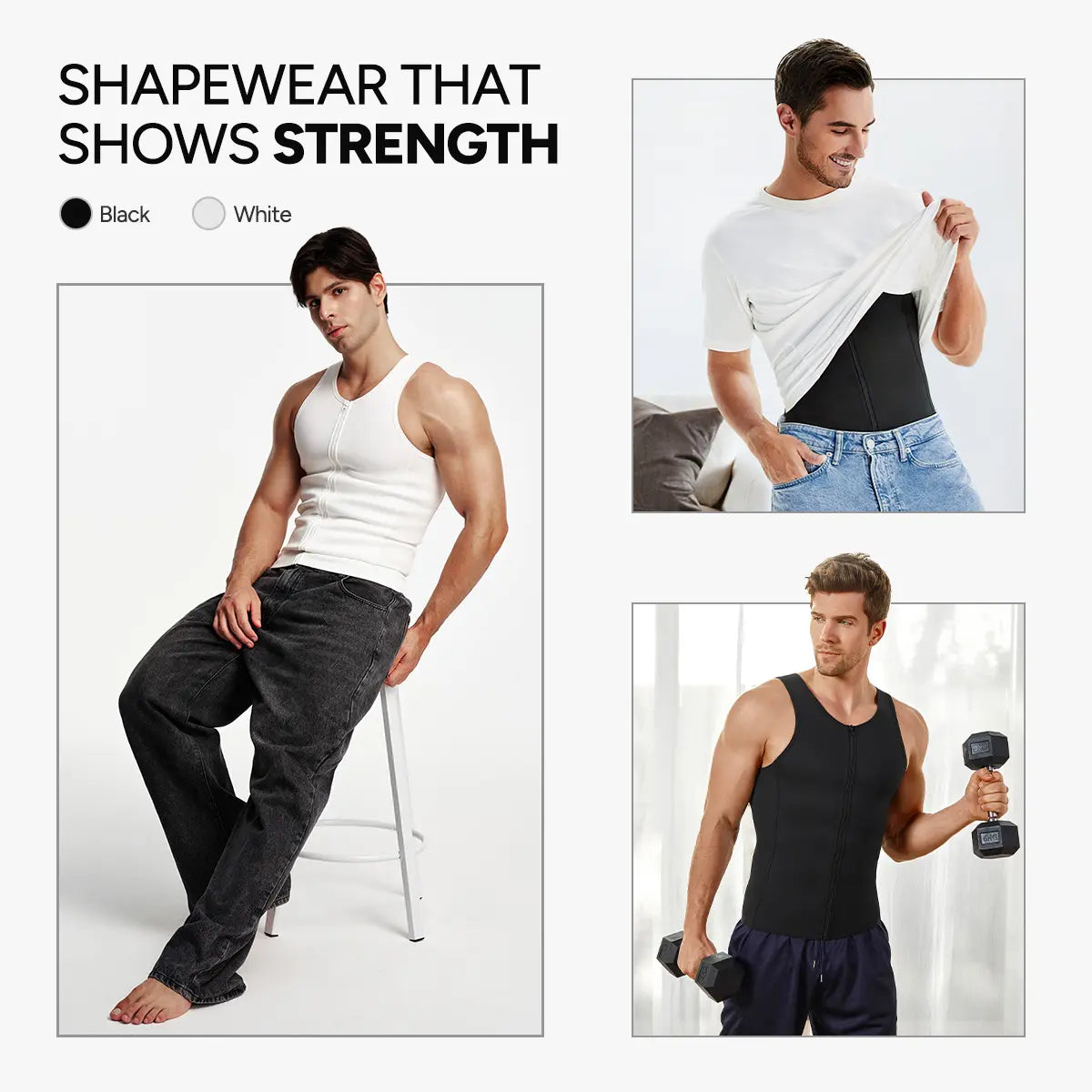 【Nebility】Men'S Waist Trainer Trimmer Compression Vest Steel Bone Support Outdoor Sport Exercise Athletic Shapewear Fitness Zipper#Summervibes
