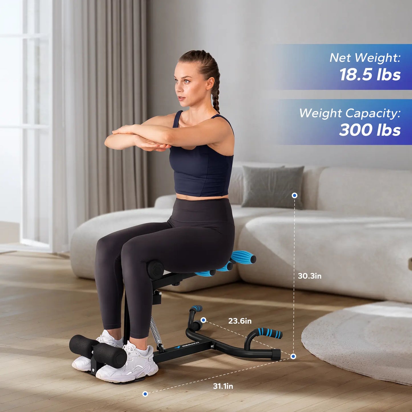 Merach Deep Squat Machine, Multi Level Adjustable Structure with 300Lbs Weight Capacity, Versatile Gear for Abs Glutes Legs Arms Shaping, Practical Sit up Push up Workout Tools, Fitness Equipment for Daily Home Gym Workouts Summervibes