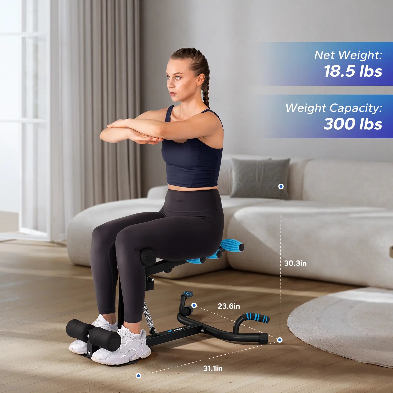 Merach Deep Squat Machine, Multi Level Adjustable Structure with 300Lbs Weight Capacity, Versatile Gear for Abs Glutes Legs Arms Shaping, Practical Sit up Push up Workout Tools, Fitness Equipment for Daily Home Gym Workouts Summervibes