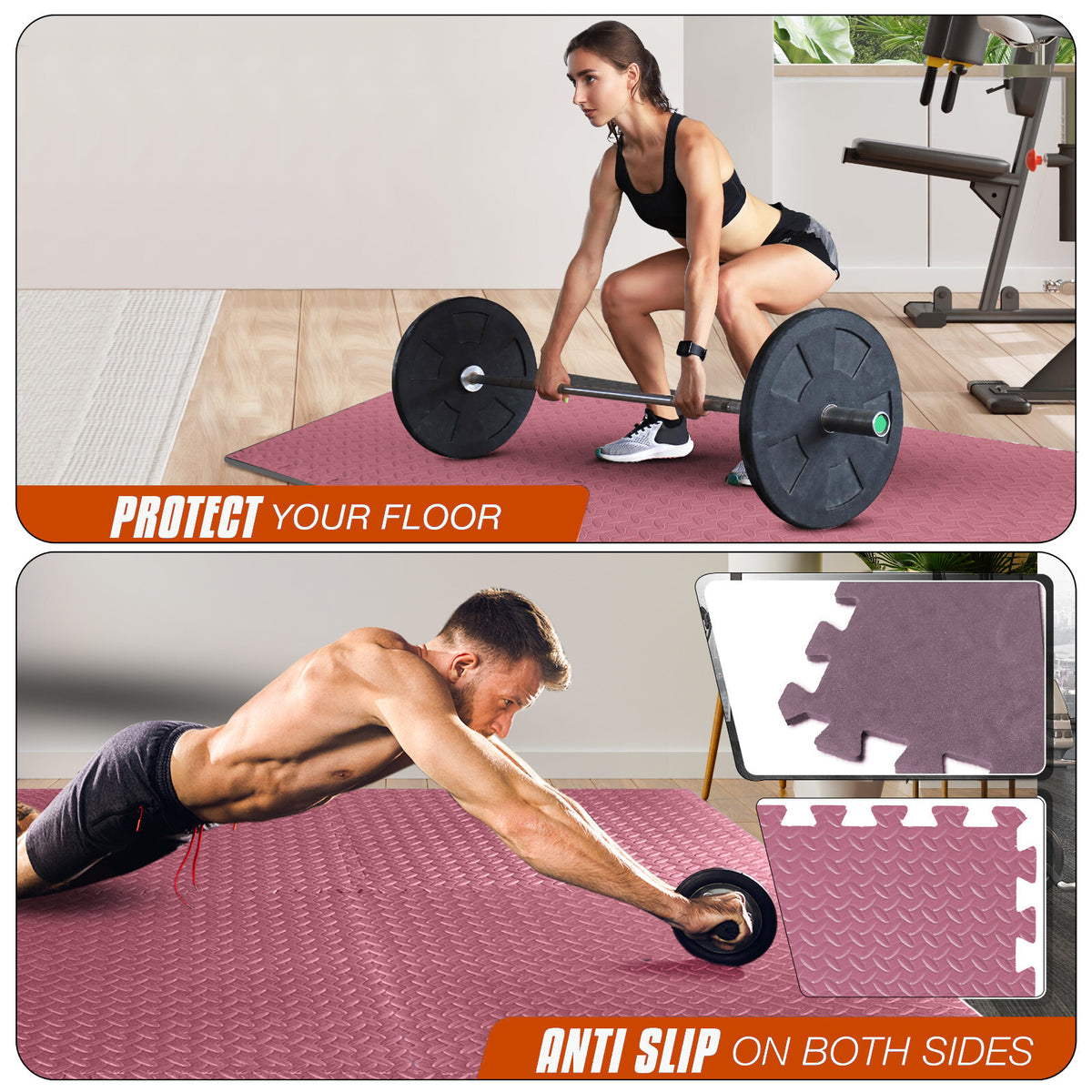 EVA INTERLOCKING FLOOR MATS SOFT FOAM GYM FLOORING MAT YOGA TILES 25 MM 60X60Cm - Top Beat Cart