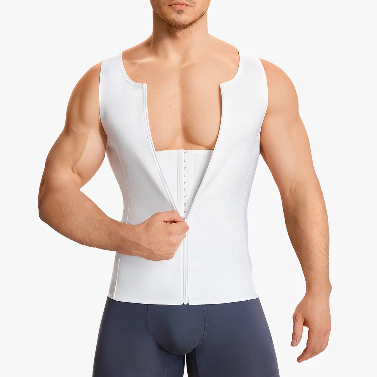 【Nebility】Men'S Waist Trainer Trimmer Compression Vest Steel Bone Support Outdoor Sport Exercise Athletic Shapewear Fitness Zipper#Summervibes