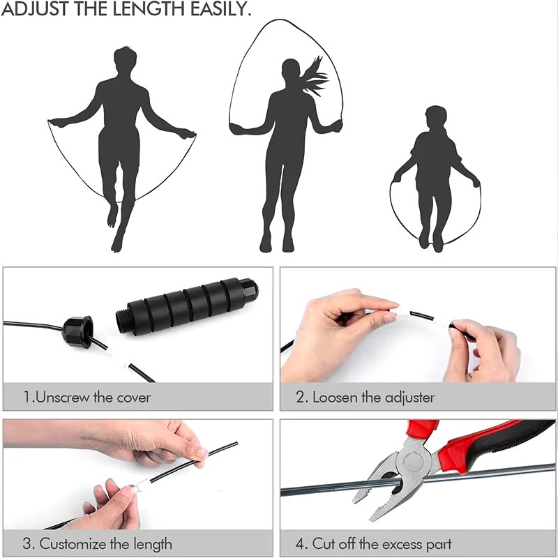 With Ball Bearings Adjustable Tangle-Free Speed Wire Jump Rope Workout with Foam Handles for Fitness Home Workouts and Slim Body - Top Beat Cart