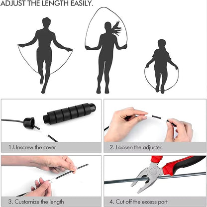 With Ball Bearings Adjustable Tangle-Free Speed Wire Jump Rope Workout with Foam Handles for Fitness Home Workouts and Slim Body - Top Beat Cart