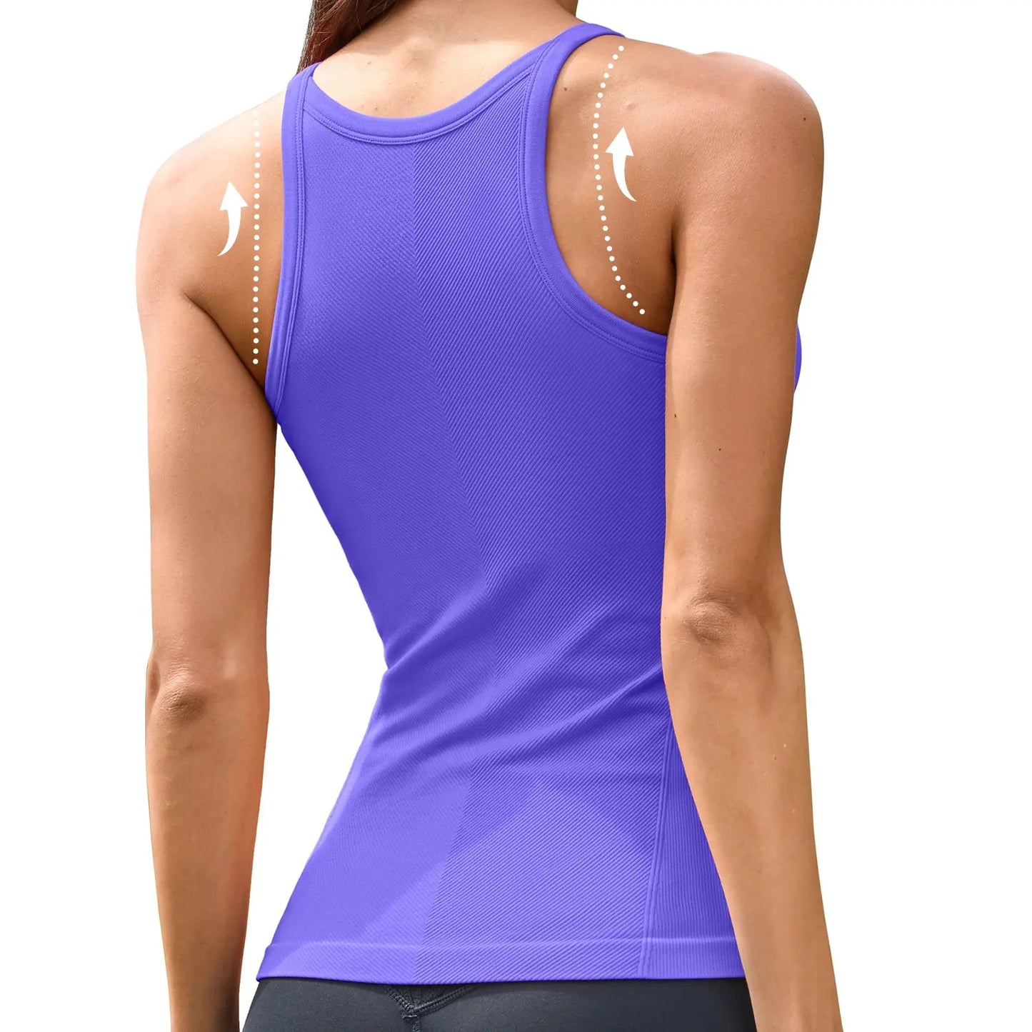 ATTRACO Women Workout Tank Tops with Built in Bra Basic Ribbed Tank Top Crew Neck Racerback Athletic Camisole Seamless