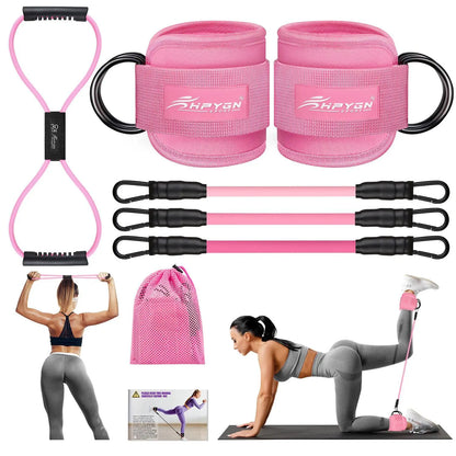 HPYGN Ankle Resistance Bands, Ankle Bands for Working Out with Cuffs, Resistance Bands for Leg Butt Training Workout Equipment for Kickbacks Hip Gluteus Training Exercises, Ankle Strap with Exercise Bands