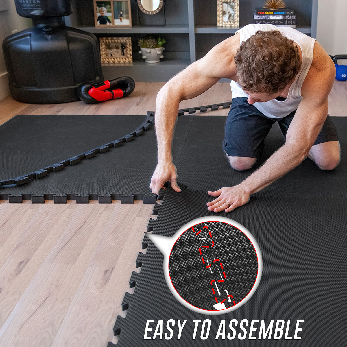 EVA INTERLOCKING FLOOR MATS SOFT FOAM GYM FLOORING MAT YOGA TILES 25 MM 60X60Cm - Top Beat Cart