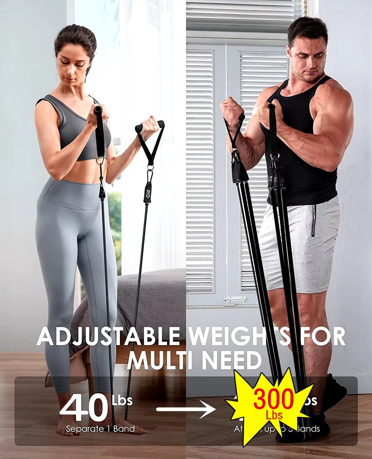 300Lb Fitness Booty Resistance Elastic Band Workout for Training Home Exercise Sport Gym Dumbbell Harness Set Expander Equipment - Top Beat Cart