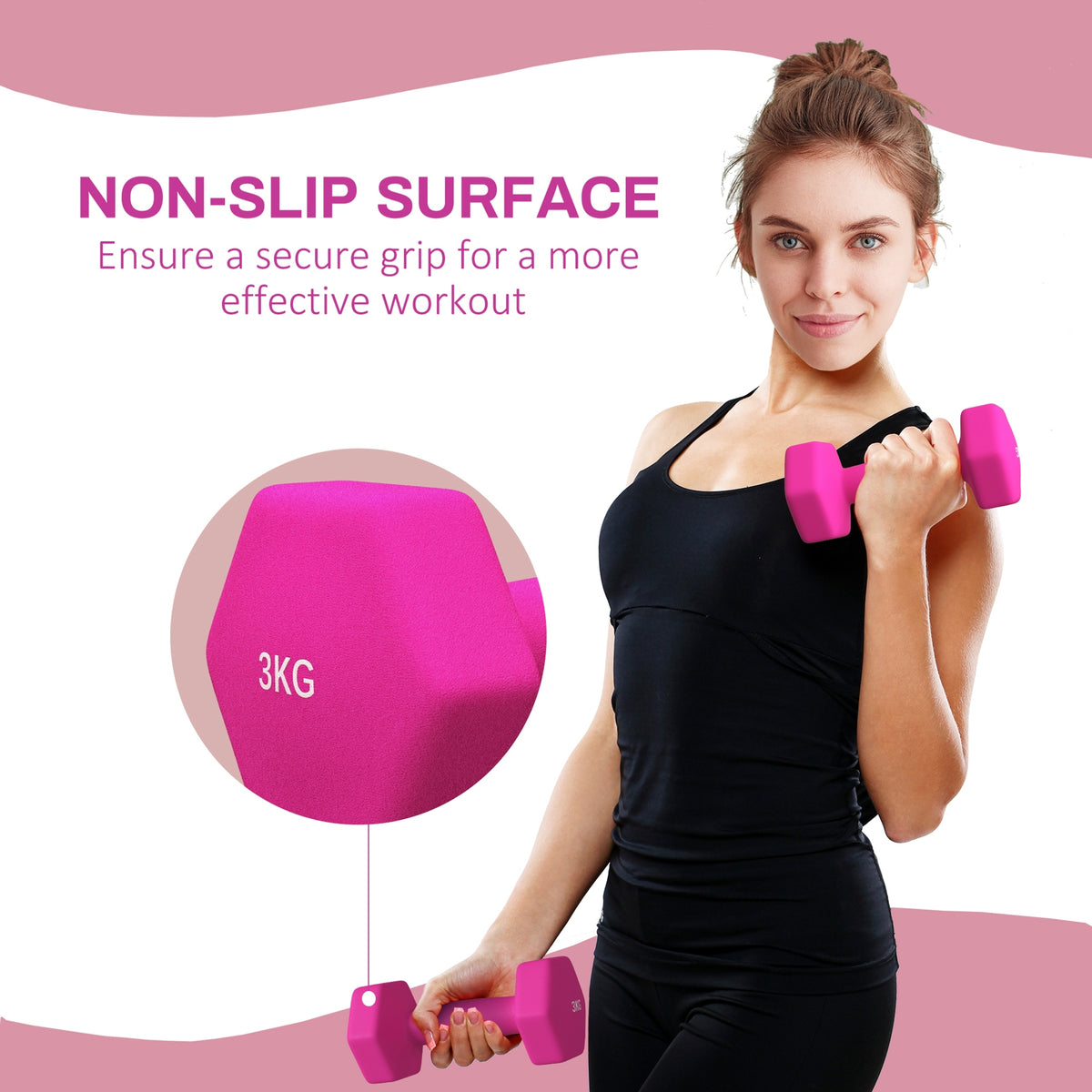 Set of 6 Dumbbells, Hexagonal Weights Pair, 2 X 3Kg, 2 X 4Kg, 2 X 5Kg - Top Beat Cart