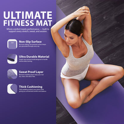 YOGA MAT 10MM THICK EXERCISE MAT GYM WORKOUT FITNESS PILATES HOME NON SLIP NBR