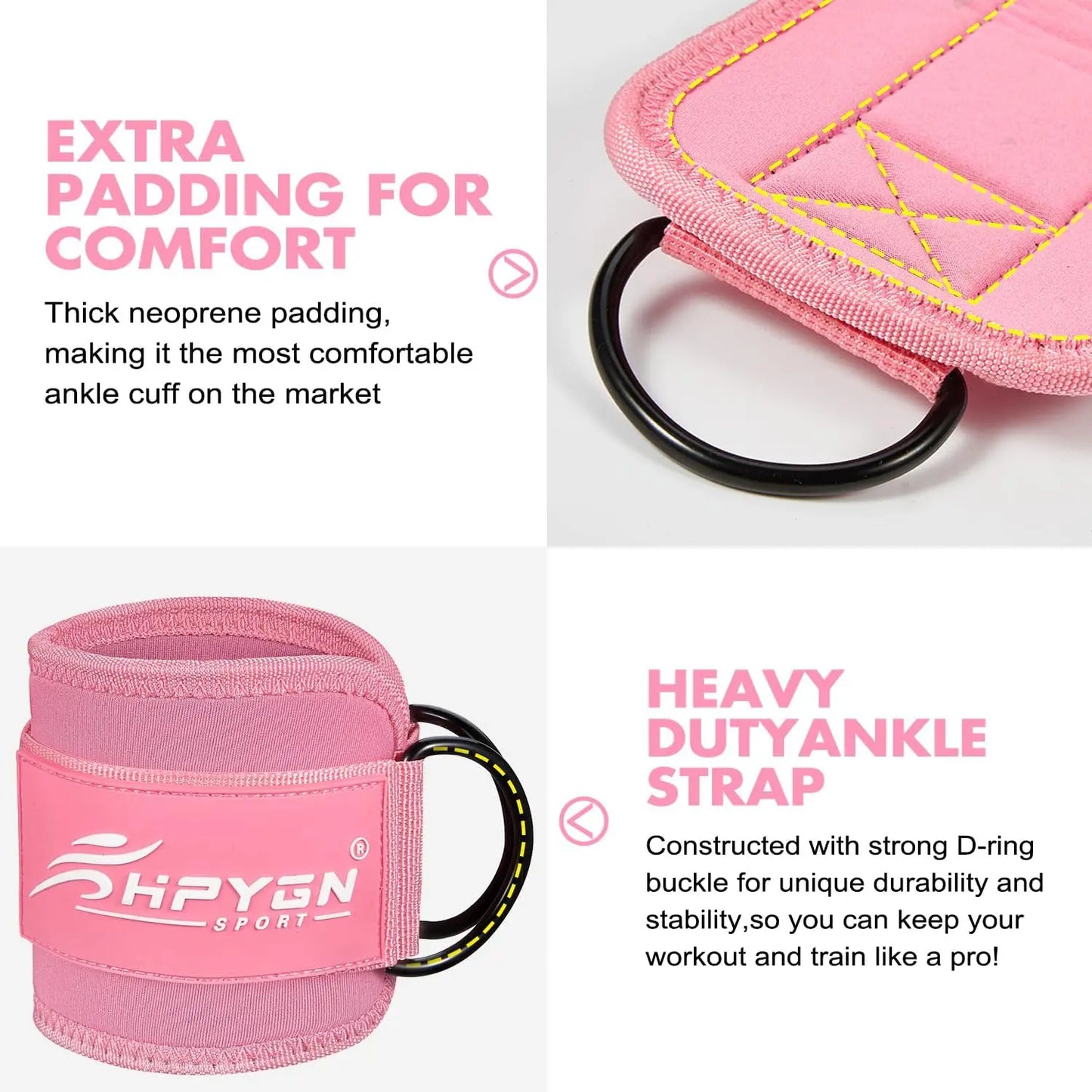 HPYGN Ankle Resistance Bands, Ankle Bands for Working Out with Cuffs, Resistance Bands for Leg Butt Training Workout Equipment for Kickbacks Hip Gluteus Training Exercises, Ankle Strap with Exercise Bands
