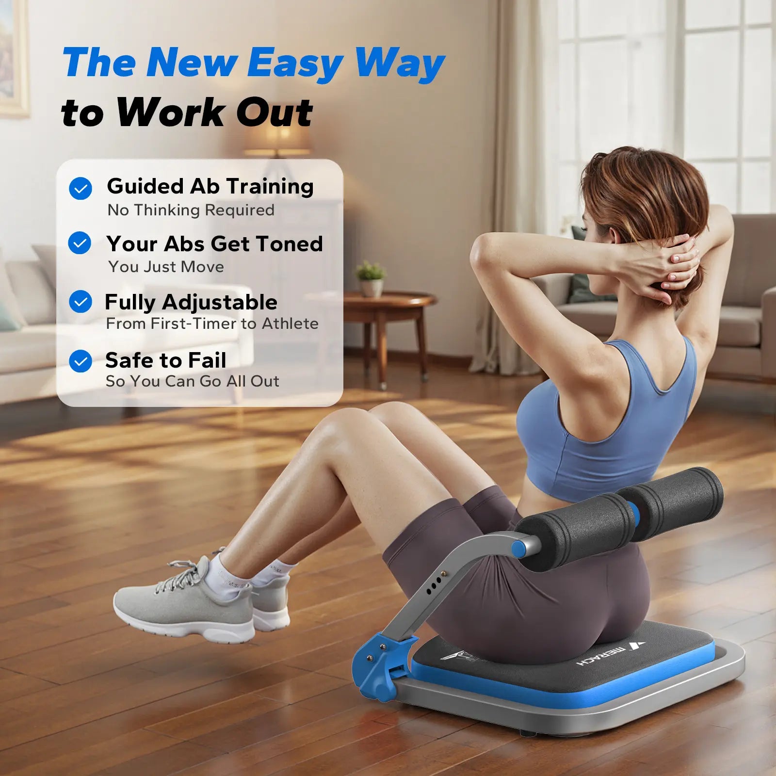Merach Sit-Up Exercise Equipment, 3-Level Adjustable Ab Crunch Machine Roll-Up Machine, Core Trainer for Body Shaping & Muscle Building, Compact Abdominal Workout System for Home Gym Summervibes