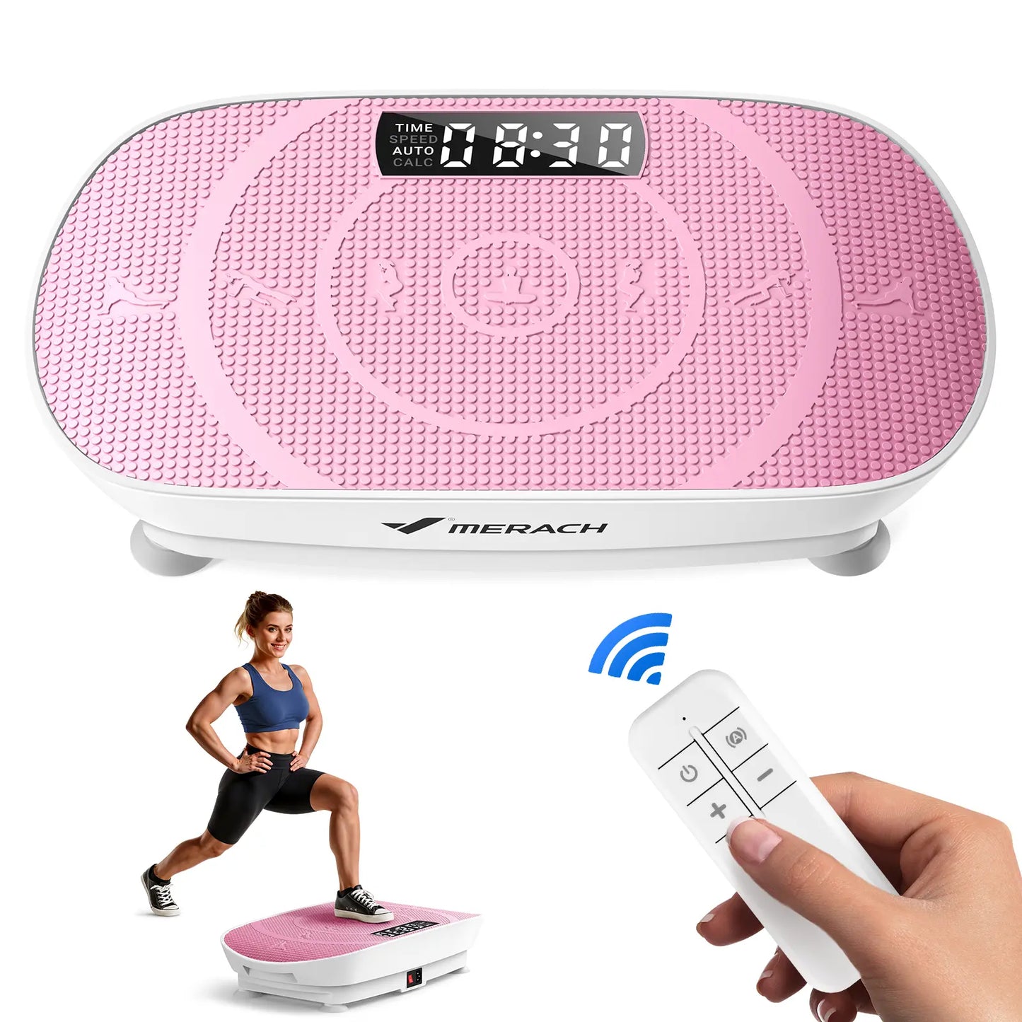 Merach Slim Vibration Plate Exercise Machine, Compact Portable with Easy Control Panel, Whole Body Low Impact Workout, High Frequency Vibration for Lymphatic Drainage, Fitness Platform for Home Gym