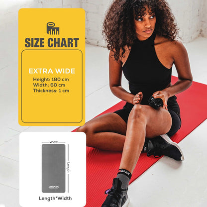 Yoga Mat Thick 10Mm Non Slip Gym Exercise Fitness Pilates Carry Strap NBR 183X62