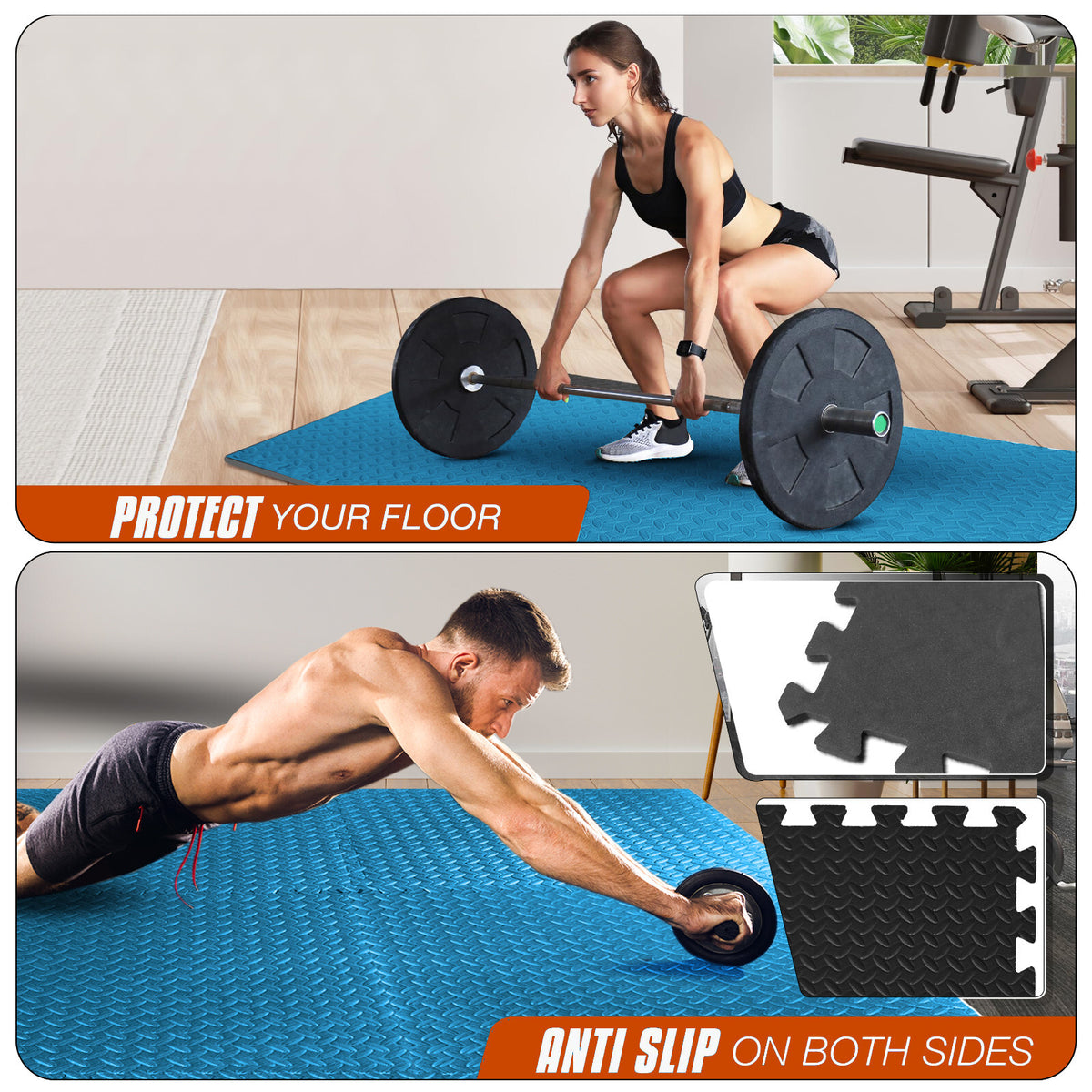 EVA INTERLOCKING FLOOR MATS SOFT FOAM GYM FLOORING MAT YOGA TILES 25 MM 60X60Cm - Top Beat Cart