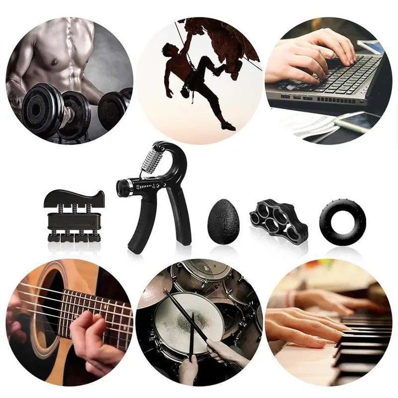 Hand Grip Strengthener Kit 5 Pack Forearm Grip Adjustable Resistance Hand Gripper, Gripper ,Overhand Grip, Forearm Veins,Finger Exerciser, Finger Stretcher,Grip Ring Stress Relief Grip Ball for Athletes, Boyfriend Gift Summervibes