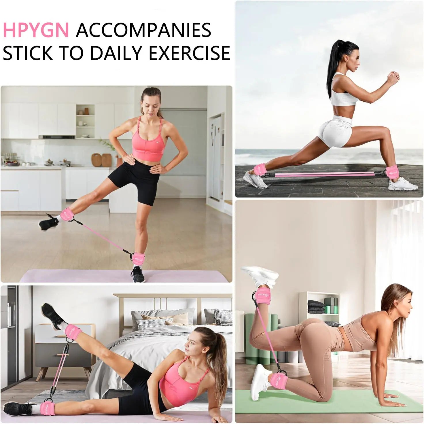 HPYGN Ankle Resistance Bands, Ankle Bands for Working Out with Cuffs, Resistance Bands for Leg Butt Training Workout Equipment for Kickbacks Hip Gluteus Training Exercises, Ankle Strap with Exercise Bands