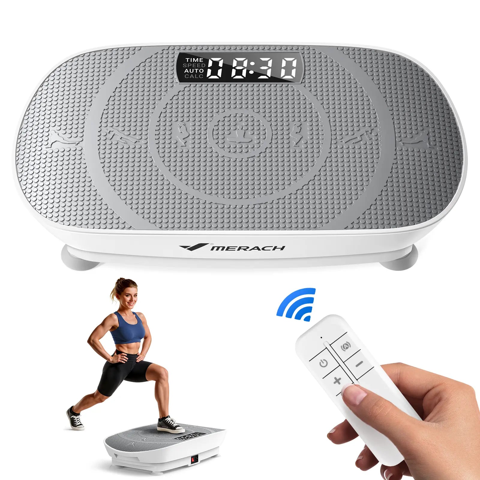 Merach Slim Vibration Plate Exercise Machine, Compact Portable with Easy Control Panel, Whole Body Low Impact Workout, High Frequency Vibration for Lymphatic Drainage, Fitness Platform for Home Gym