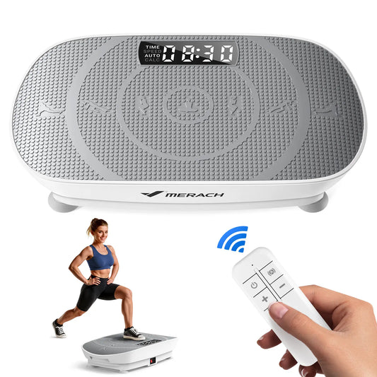 Merach Slim Vibration Plate Exercise Machine, Compact Portable with Easy Control Panel, Whole Body Low Impact Workout, High Frequency Vibration for Lymphatic Drainage, Fitness Platform for Home Gym
