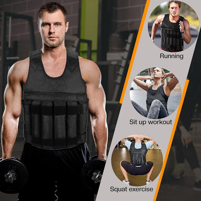 5-20 Kg Weighted Vest Gym Running Fitness Sports Training Weight Loss Jacket UK