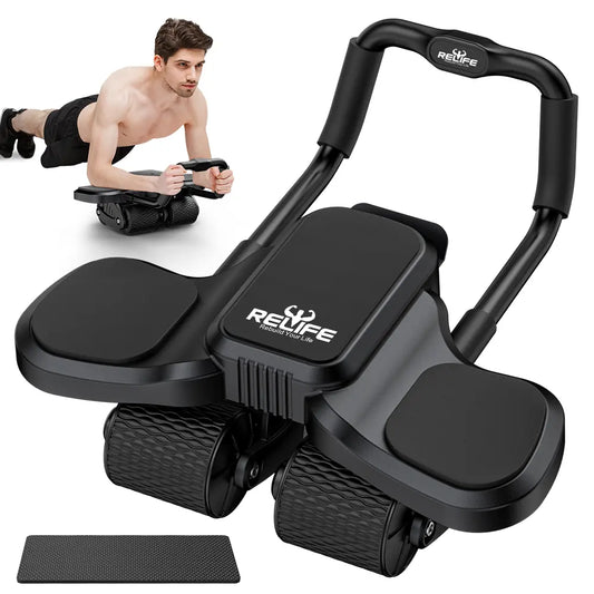 Abdominal Exercise Machine Ab Roller 4-Wheels with Elbow Support Automatic Rebound Abdominal Wheel Abs Workout Equipment for Core Workout Deals for You Summervibes