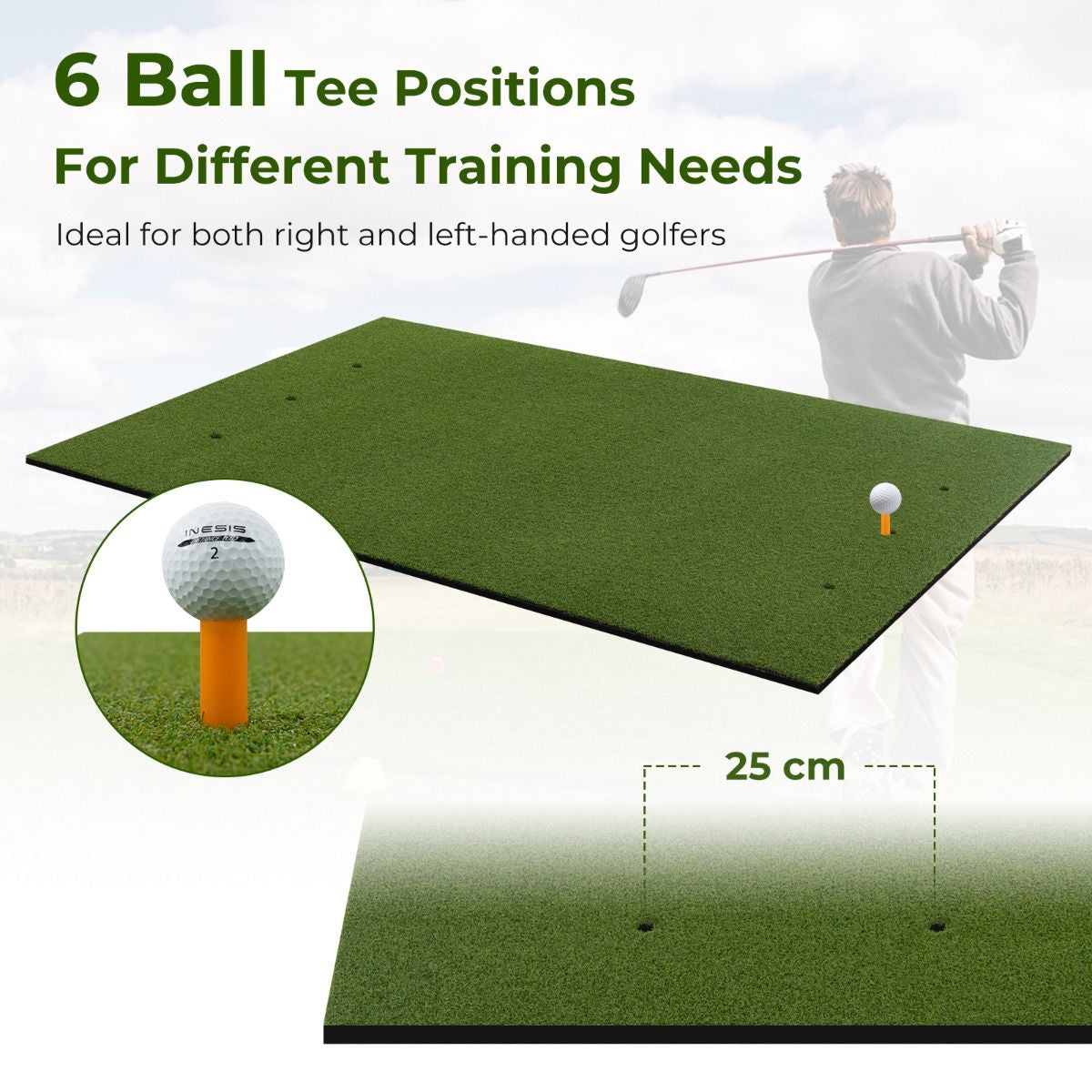 20 Mm Golf Hitting Mat Includes 2 Rubber Tees and 2 Alignment Sticks