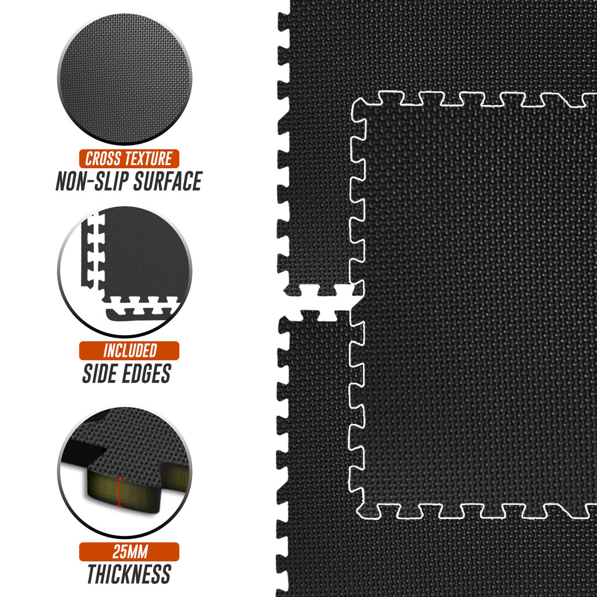 EVA INTERLOCKING FLOOR MATS SOFT FOAM GYM FLOORING MAT YOGA TILES 25 MM 60X60Cm - Top Beat Cart