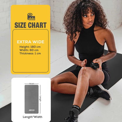 Yoga Mat Thick 10Mm Non Slip Gym Exercise Fitness Pilates Carry Strap NBR 183X62