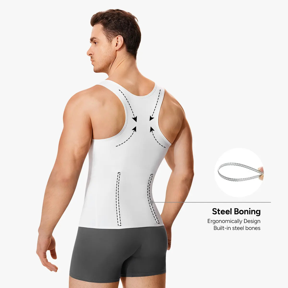 【Nebility】Men'S Waist Trainer Trimmer Compression Vest Steel Bone Support Outdoor Sport Exercise Athletic Shapewear Fitness Zipper#Summervibes