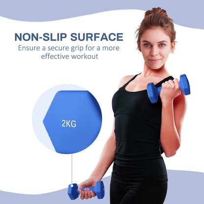 Set of 6 Dumbbells, Hexagonal Weights Pair, 2 X 3Kg, 2 X 4Kg, 2 X 5Kg - Top Beat Cart