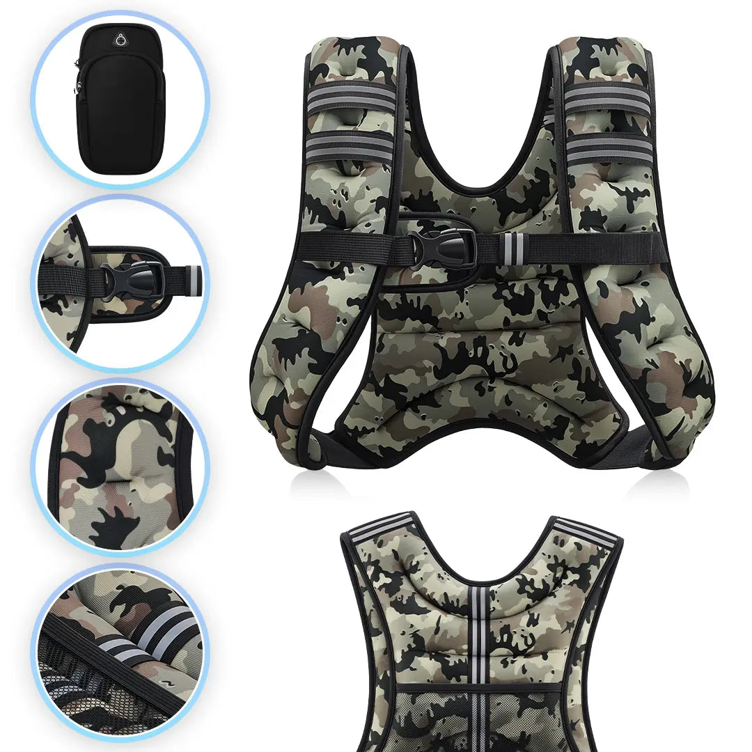 【Aprilstockup】Zelus Weighted Vests,6/8/12/16/20/25/30Lbs Weight Vest with Detachable Phone Pouch&Reflective Stripes&Adjustable Straps| Exercise Equipment & Workout Enhancer for Motivational Walking, Strength Training, Running, Rucking#Summervibes Summervi