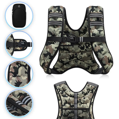 【Aprilstockup】Zelus Weighted Vests,6/8/12/16/20/25/30Lbs Weight Vest with Detachable Phone Pouch&Reflective Stripes&Adjustable Straps| Exercise Equipment & Workout Enhancer for Motivational Walking, Strength Training, Running, Rucking#Summervibes Summervi