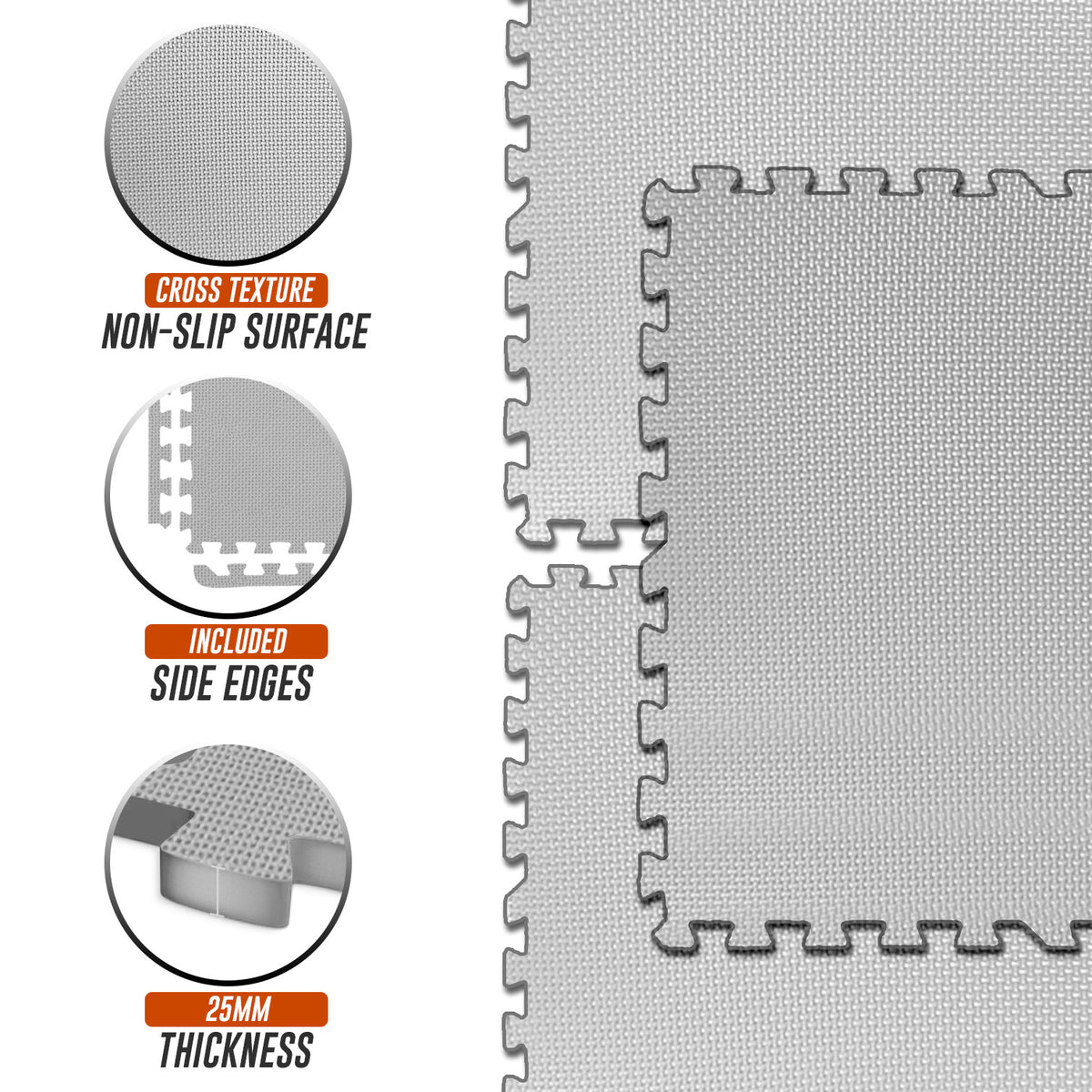 EVA INTERLOCKING FLOOR MATS SOFT FOAM GYM FLOORING MAT YOGA TILES 25 MM 60X60Cm - Top Beat Cart