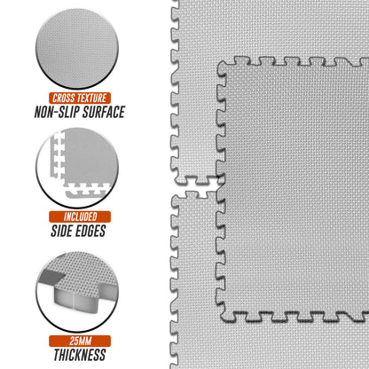 EVA INTERLOCKING FLOOR MATS SOFT FOAM GYM FLOORING MAT YOGA TILES 25 MM 60X60Cm - Top Beat Cart