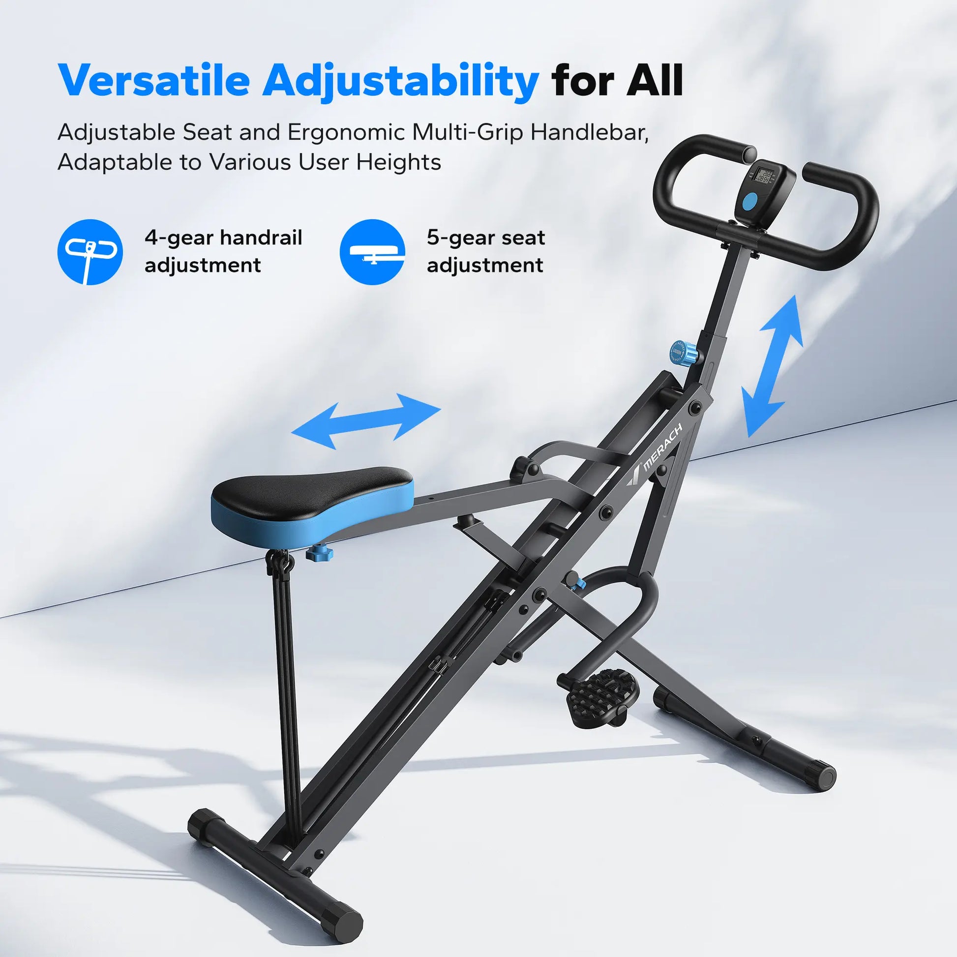 Merach 2-In-1 Squat Rowing Machine, Adjustable Resistance Glutes Leg Workout Equipment with LCD Monitor, 350LBS Capacity Home Gym Exercise for Women Summervibes