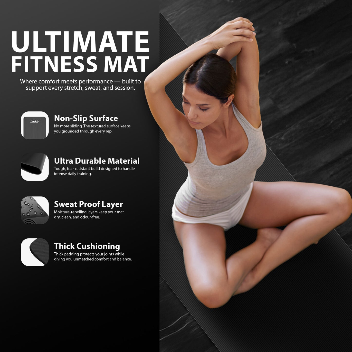 YOGA MAT 10MM THICK EXERCISE MAT GYM WORKOUT FITNESS PILATES HOME NON SLIP NBR