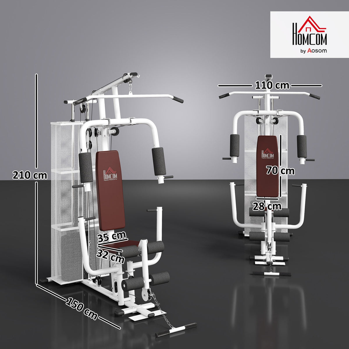 Multifunction Home Gym Weight Training Workout Station White - Top Beat Cart