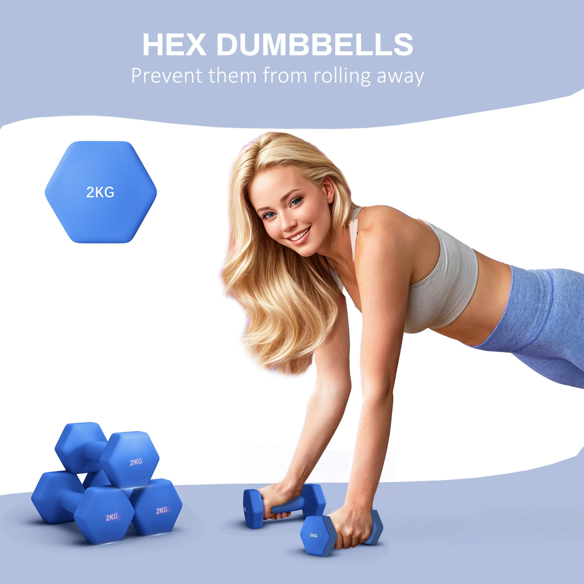 Set of 6 Dumbbells, Hexagonal Weights Pair, 2 X 3Kg, 2 X 4Kg, 2 X 5Kg - Top Beat Cart