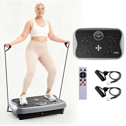 Hophorse High-Power Vibration Plate Exercise Machine Oscillating Plate 300 Lbs Weight Capacity Bluetooth Remote Control 3-In-1 Indoor Home Gym Fitness Equipment with 2 Resistance Bands