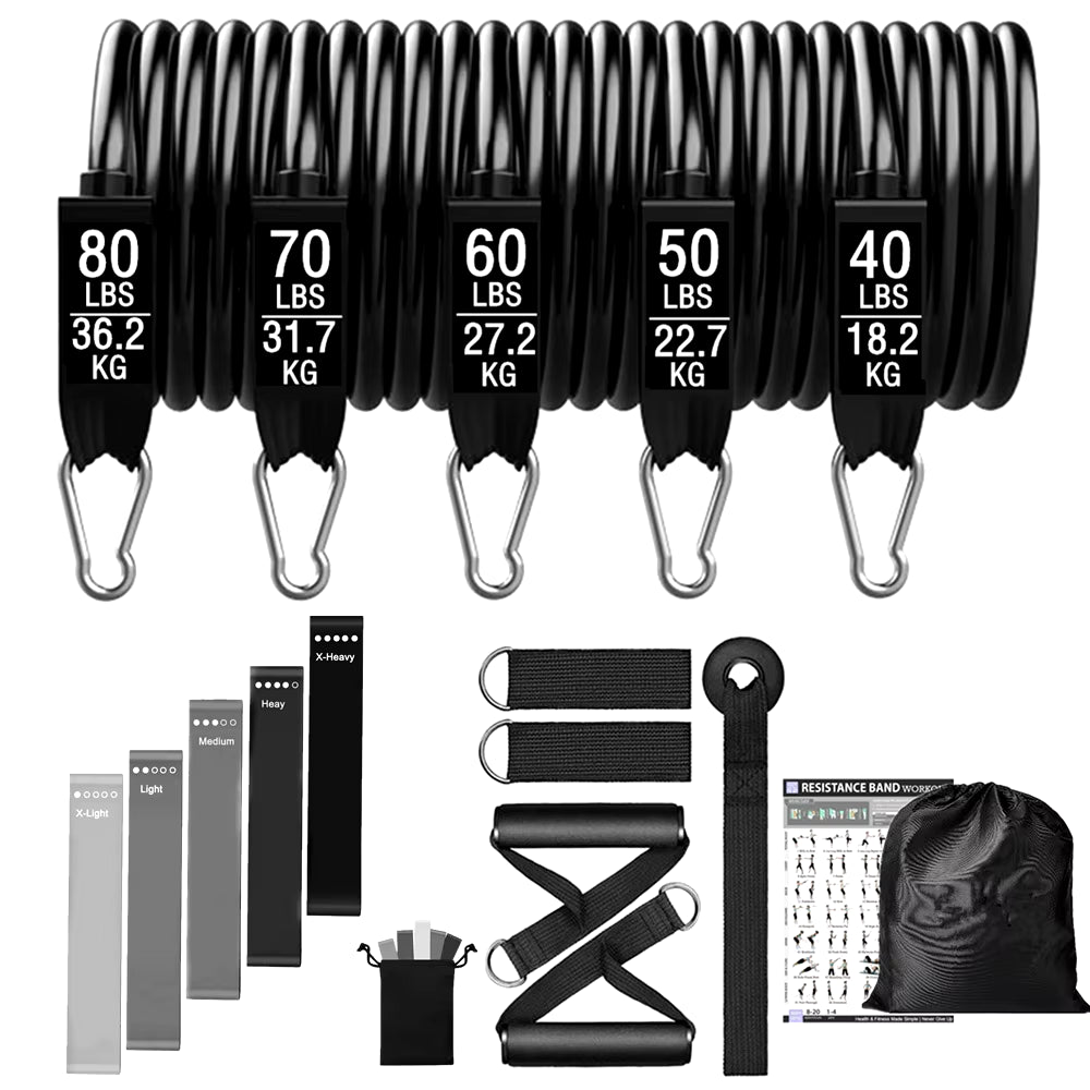 360Lbs Fitness Exercises Resistance Bands Set Elastic Tubes Pull Rope Yoga Band Training Workout Equipment for Home Gym Weight