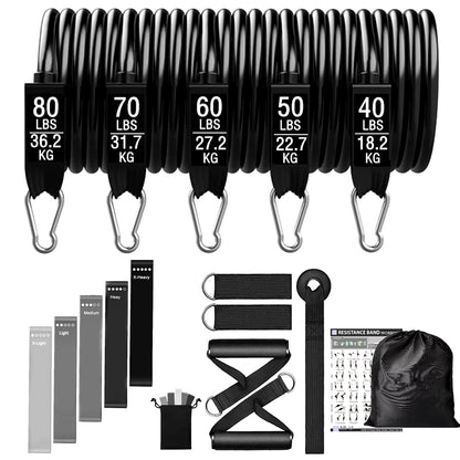 360Lbs Fitness Exercises Resistance Bands Set Elastic Tubes Pull Rope Yoga Band Training Workout Equipment for Home Gym Weight