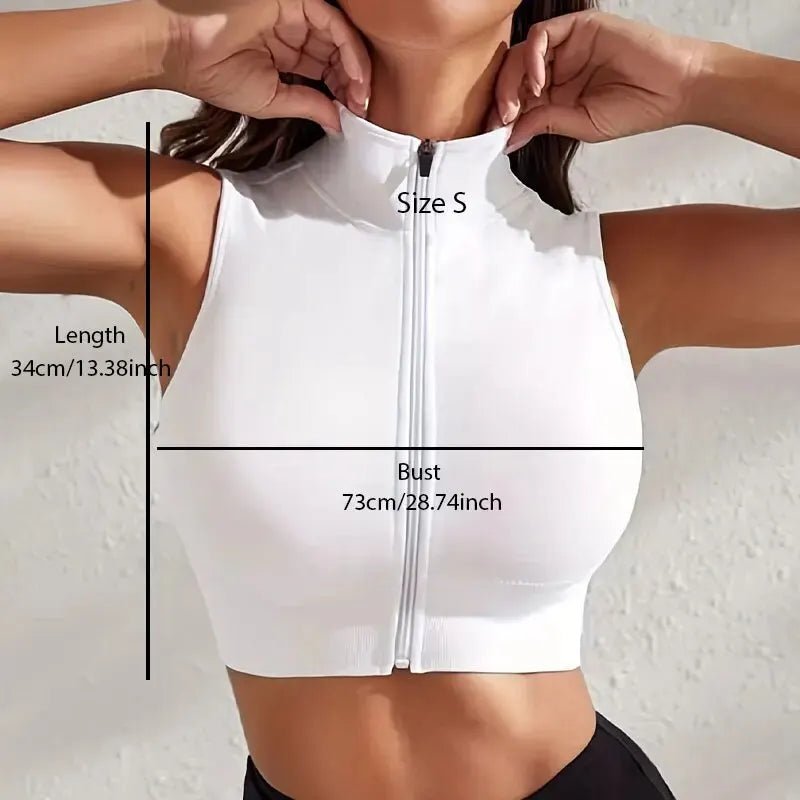 Women'S 2-Piece Set Close-Fitting Breathable Sexy Yoga Zipper Exercise Fitness Vest Top - Top Beat Cart