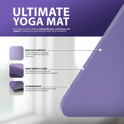 YOGA MAT 10MM THICK EXERCISE MAT GYM WORKOUT FITNESS PILATES HOME NON SLIP NBR