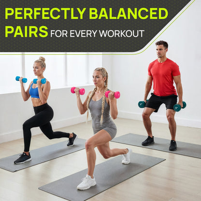 Neoprene Dumbbells Hand Weights Pair Exercise Iron Set Home Gym Fitness Aerobic - Top Beat Cart